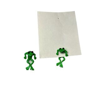 Small Green Frog 🐸 Stud Earrings Pair